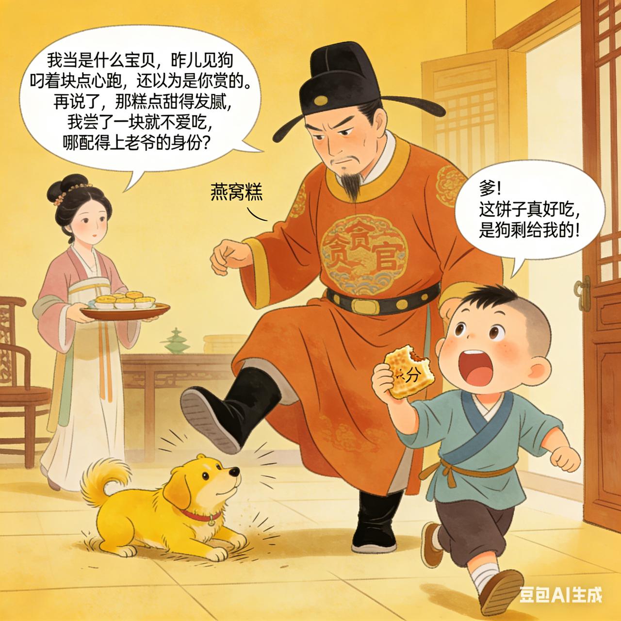 古代贪官搞笑段子

有个贪官新收了箱名贵糕点，怕被家里人分食，偷偷藏在书房柜顶。