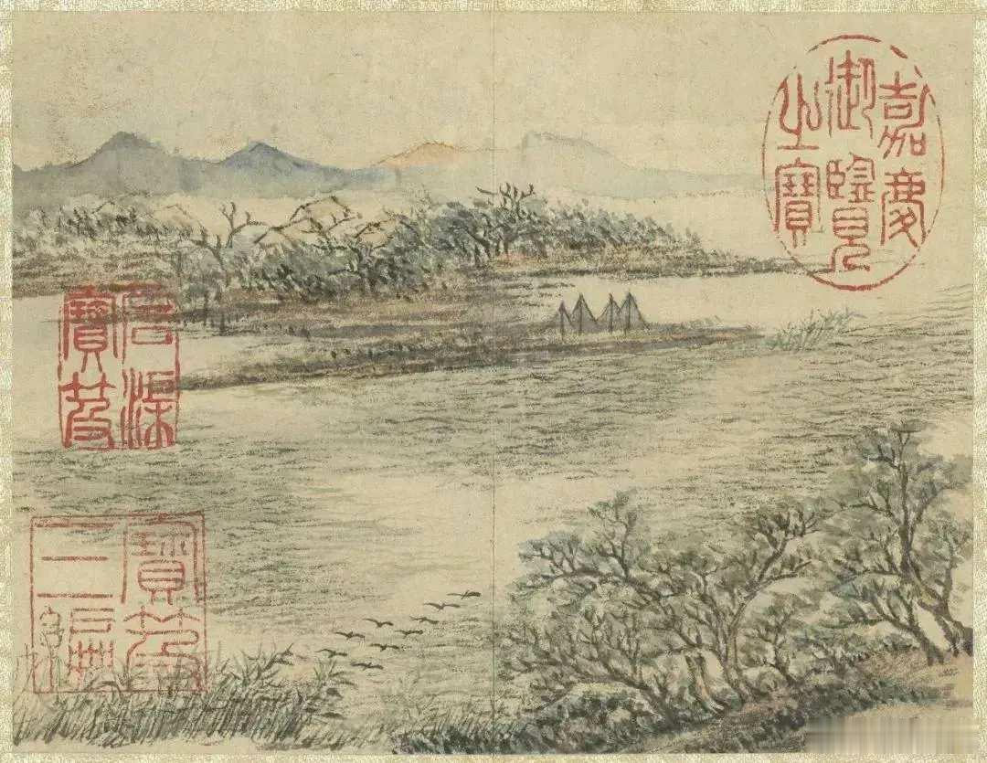 董邦达《仿吴镇山水册》。董邦达（1699-1769），字孚存，一字非闻，号东山，