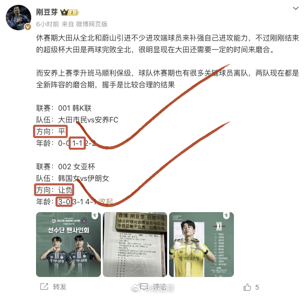 🔥早场韩K+亚女杯双双拿捏，大满贯吃爽了吧？！不管是方向还是比分，全部精准到位