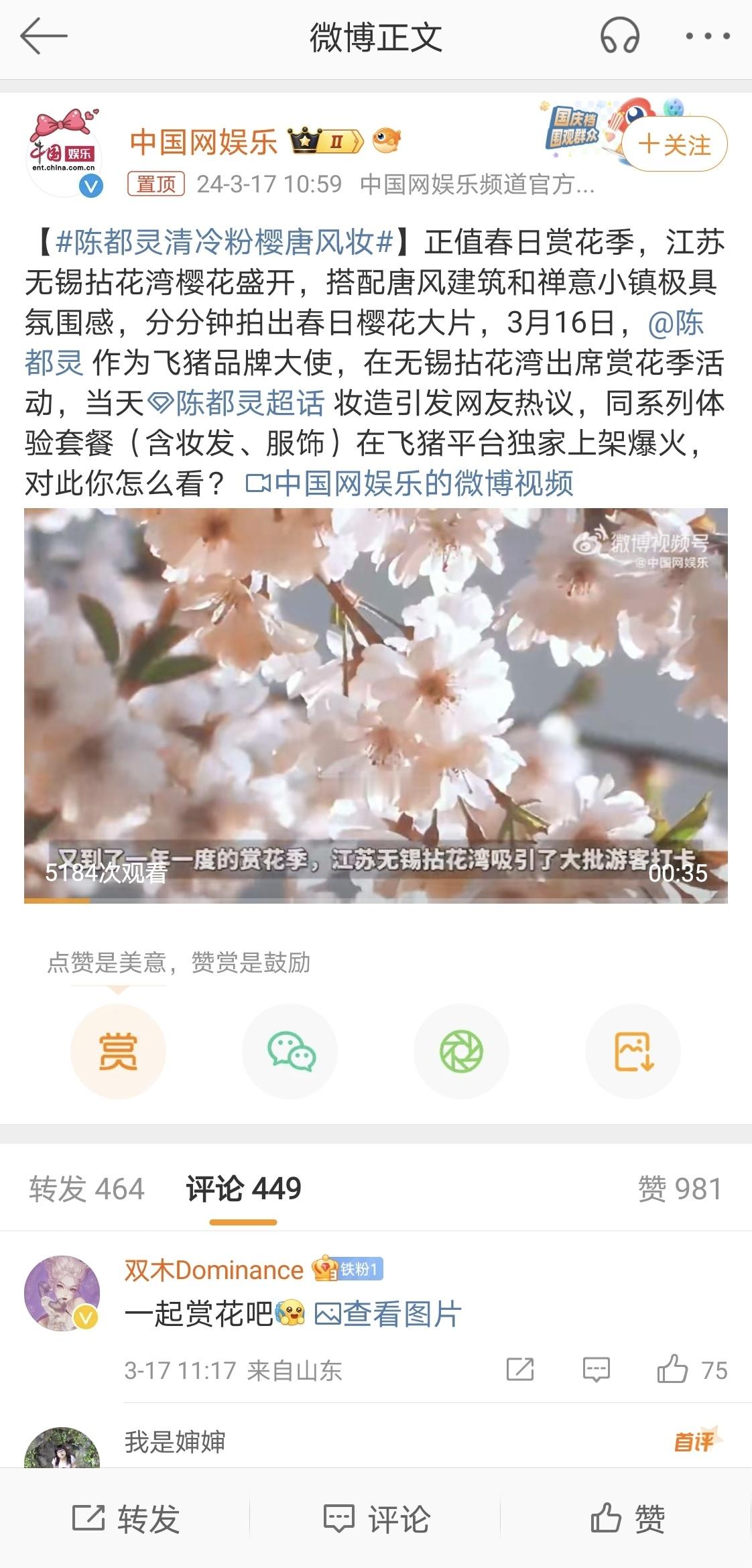 #陈都灵清冷粉樱唐风妆#真不错！陈都灵演绎的清冷粉樱唐风妆，真是美到心坎里了！这
