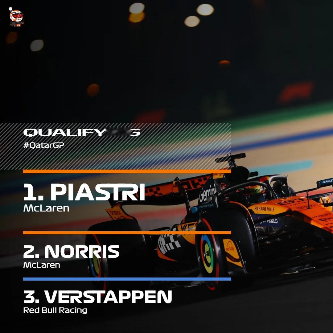 F1冷数据 三强鼎立的2025赛季杆位数量7 诺里斯7 维斯塔潘6 皮亚斯特里冠