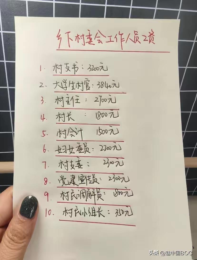 这张手写的村委会工资表刚刷到的时候，我盯着那串数字愣了好半天。
大学生村官384