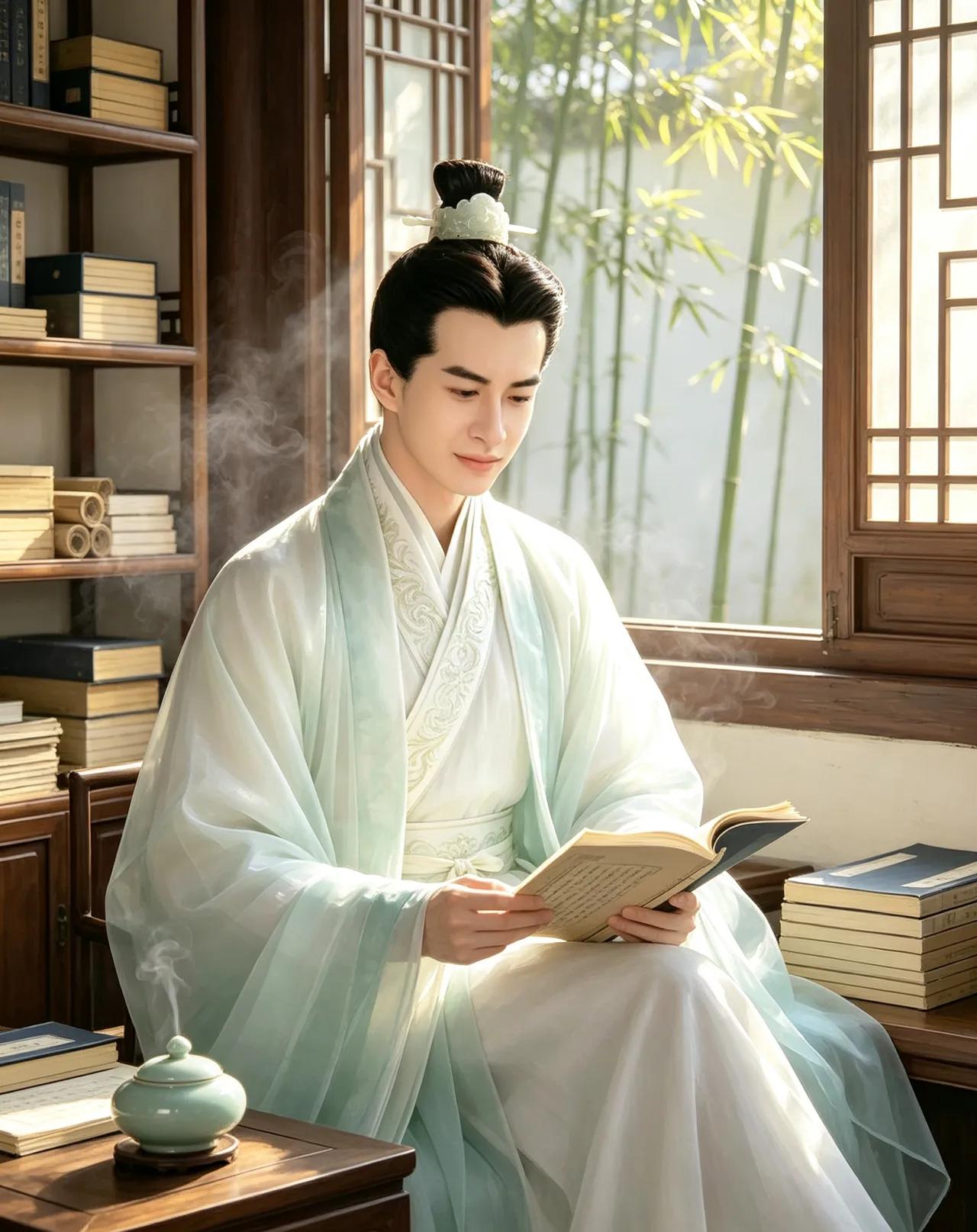 这是豆包拿西哈莫尼国王年轻时的相片进行修改美化，做出的古代公子相片，但是西哈莫尼