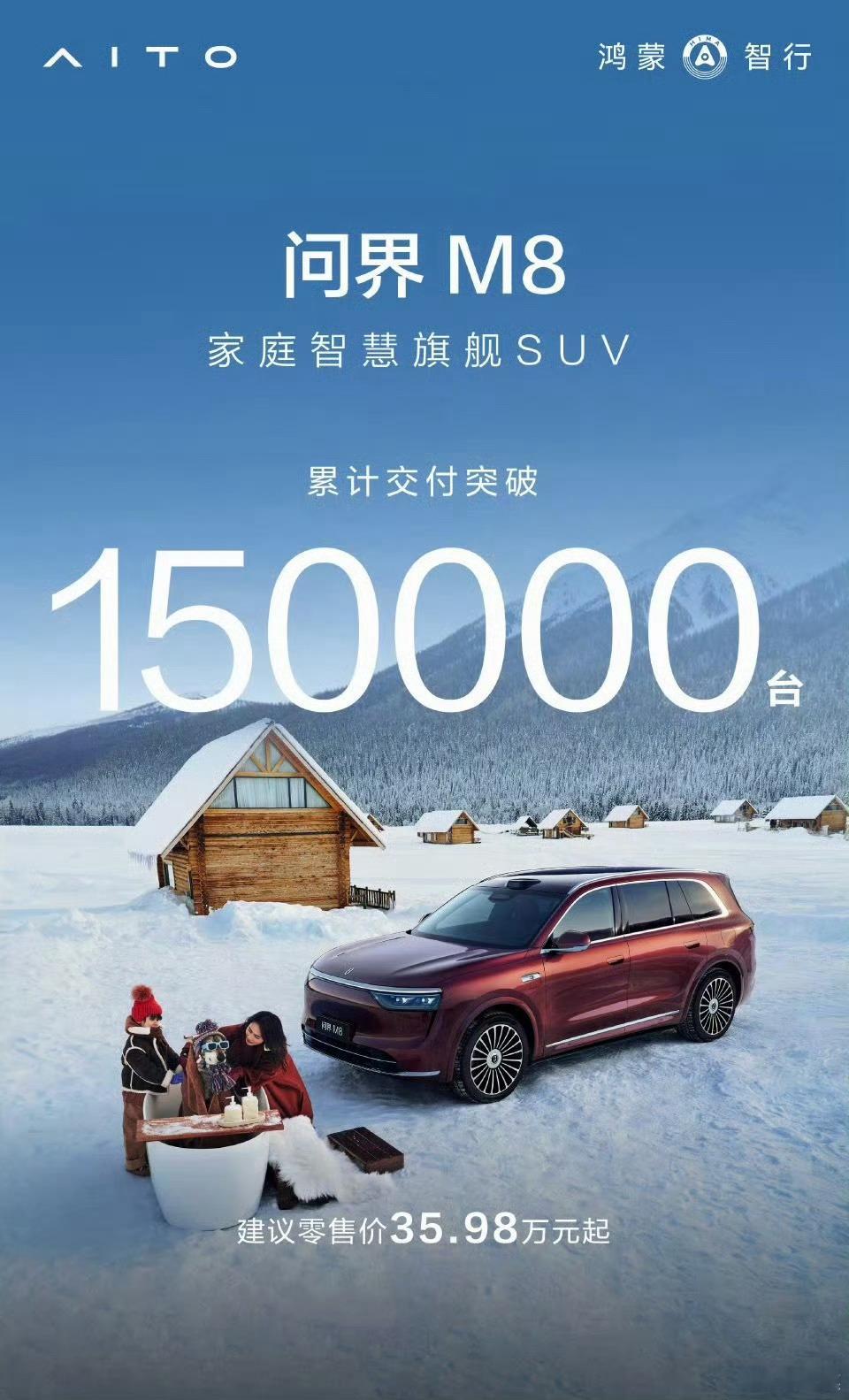 问界M8上市8个月累计交付超15万辆，平均每个月1.8万台，这可是均价40万的车
