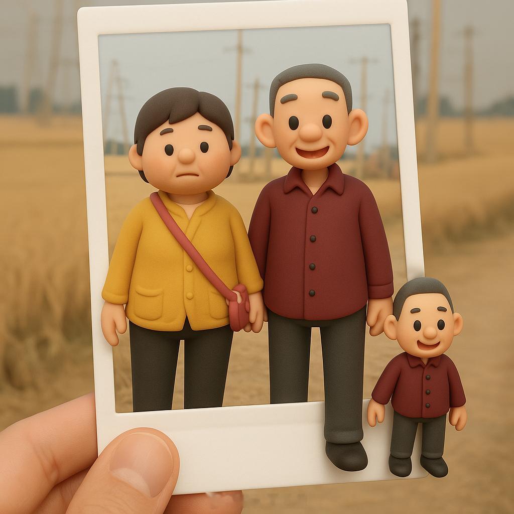今天是父亲节，就用父母的合照做了一张AI摄影作品，右边是原图，AI作品还是蛮有趣