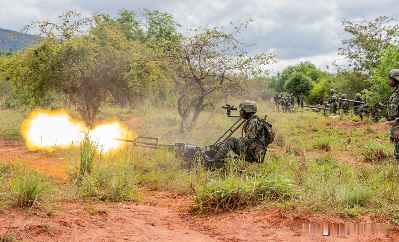 卢旺达国防军装备的中国02式14.5毫米高射机枪。