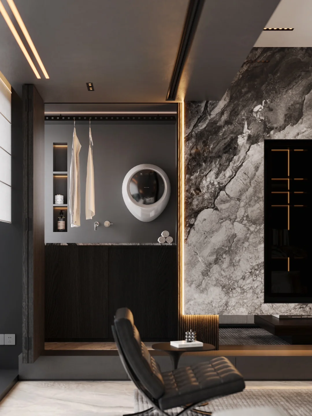 藏在电视后的秘密？隐藏式1㎡洗衣房大有所用