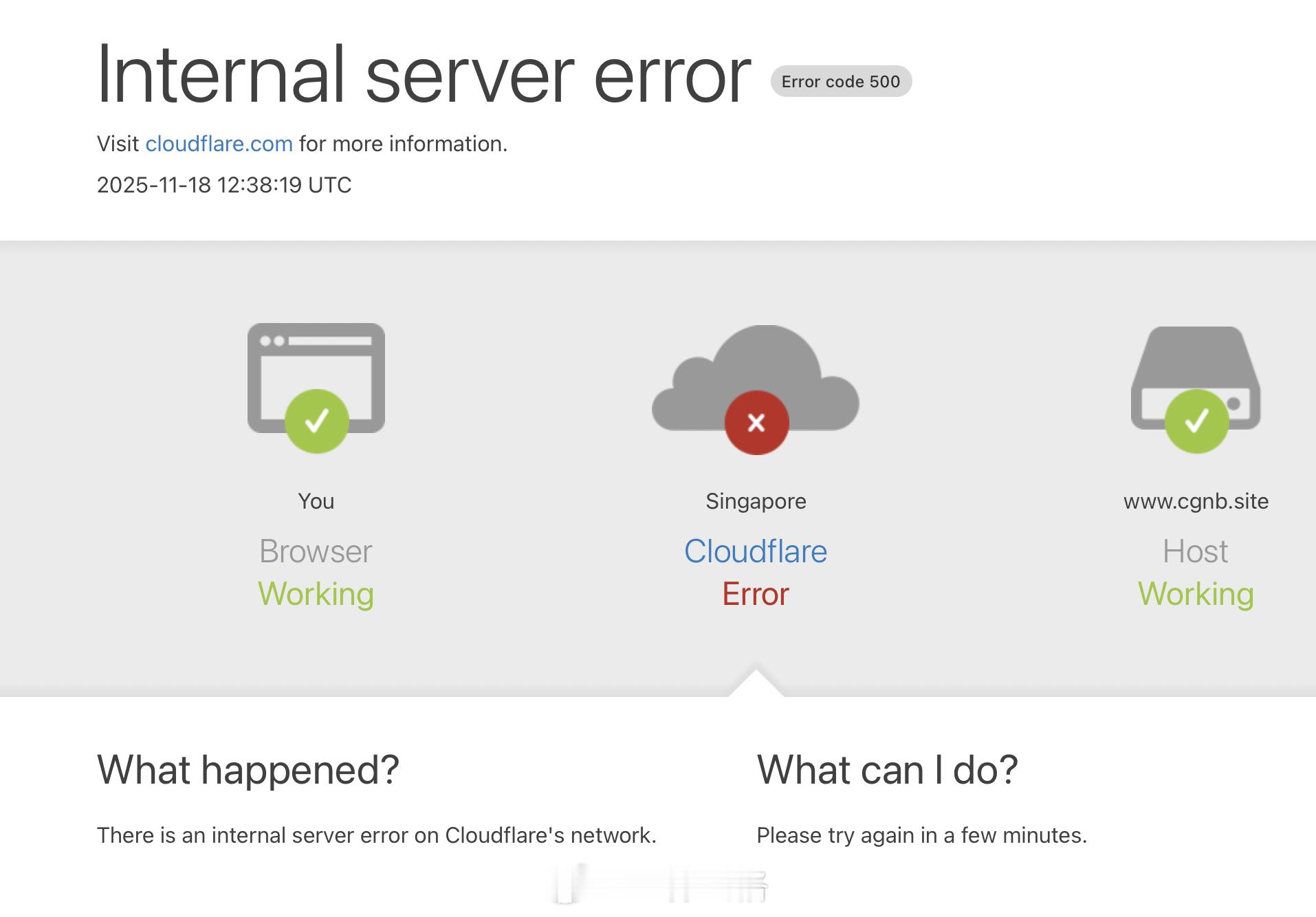 互联网大菩萨 Cloudflare 挂了 很多依赖它的服务，比如 X 也无法访问