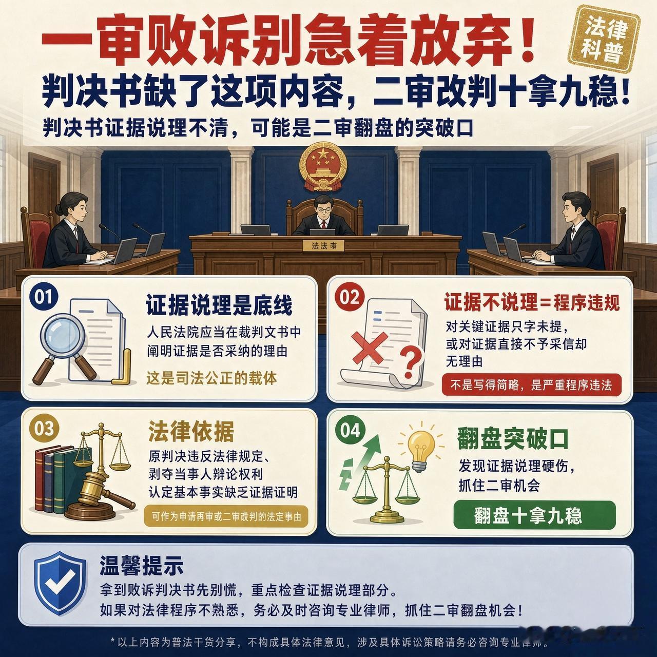 一审败诉别急着放弃！判决书缺了这项内容，二审改判十拿九稳！

一审败诉拿到判决书
