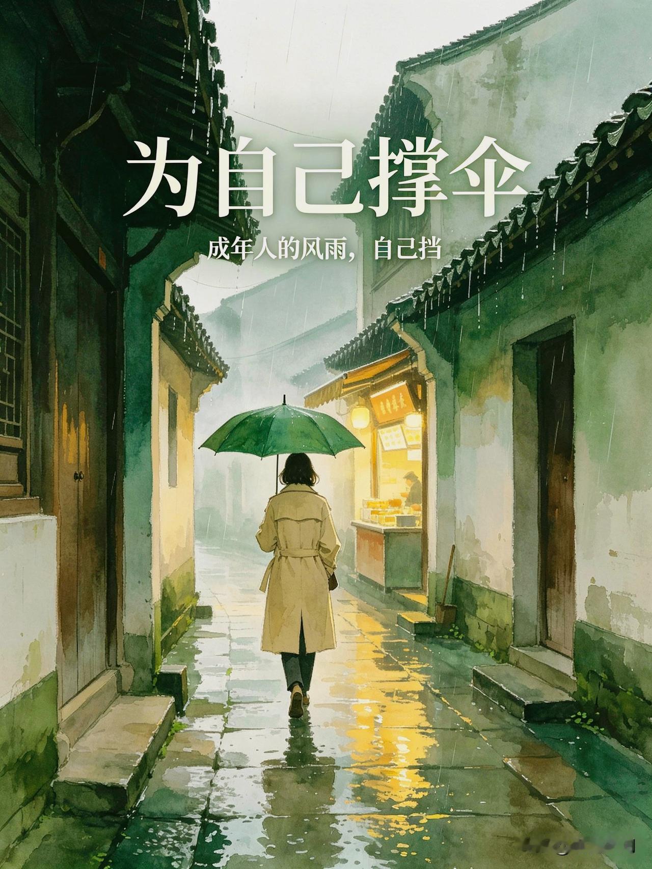 人这一生，多半是在等一把别人的伞。

窗外的雨，是后半夜开始下的。

醒来时，天