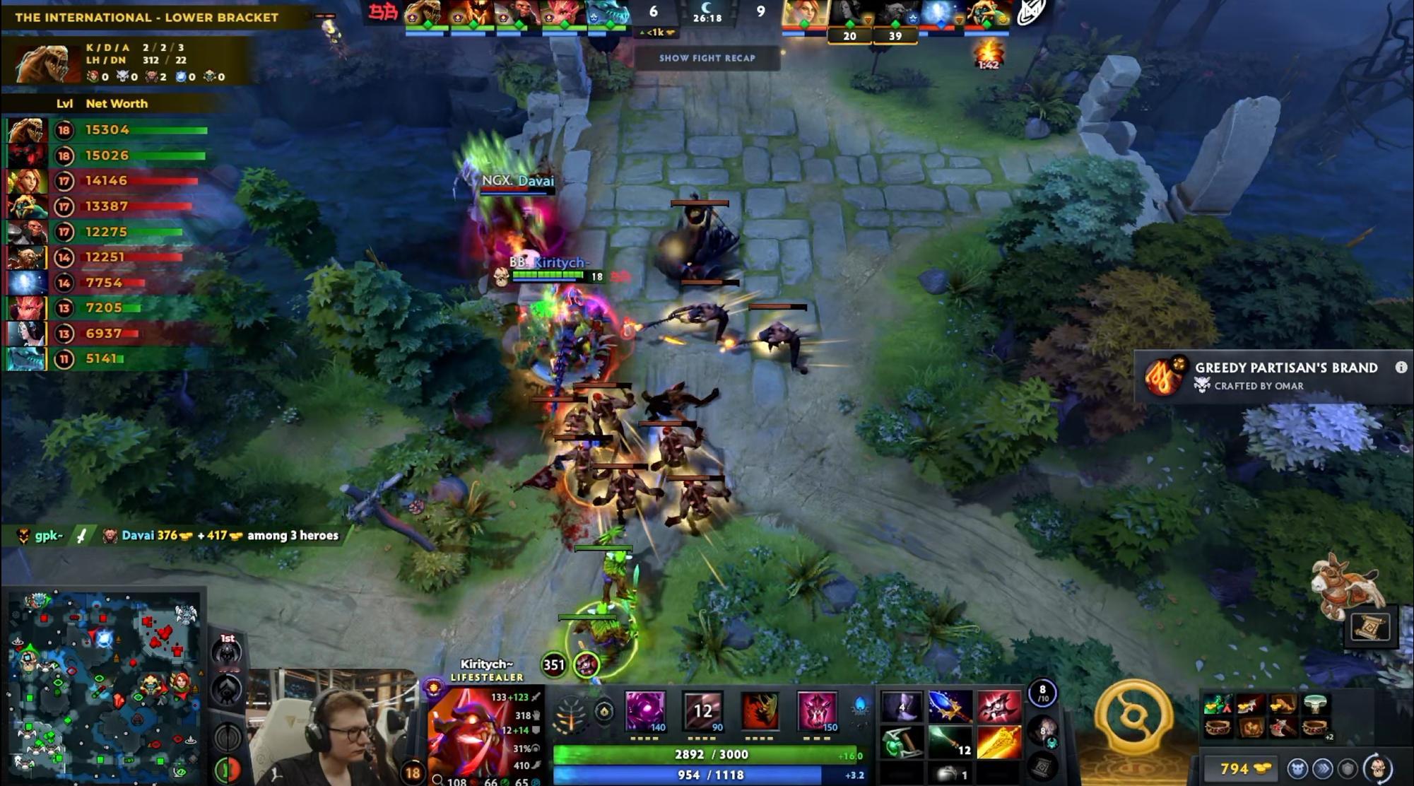 DOTA2TI15 淘汰赛败者组第二轮Nigma对阵BB战队BO3第一局，经过3