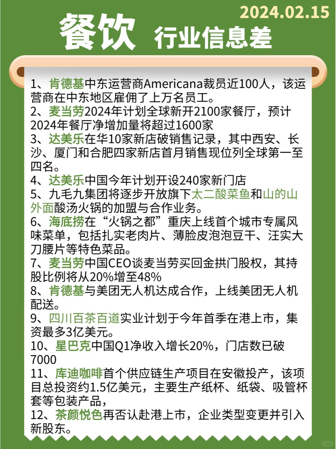 【餐饮】行业信息差