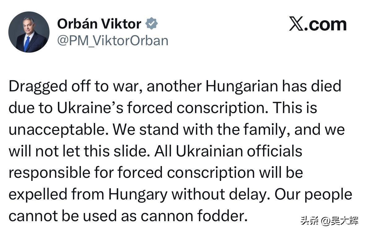欧尔班怒斥：乌克兰将匈牙利族人当作炮灰
 
匈牙利总理欧尔班严厉谴责乌克兰对境内