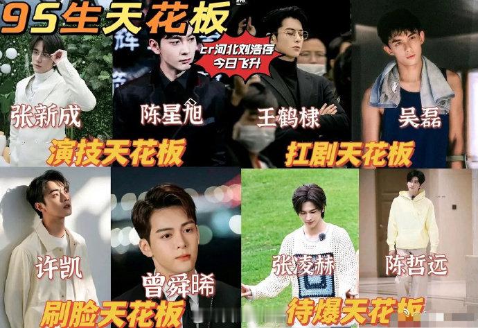 网友总结95后新生代演员天花板：演技派张新成、陈星旭；扛剧能手王鹤棣、吴磊；高颜
