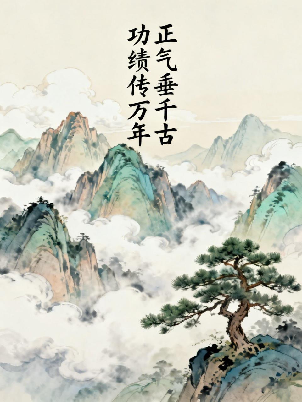 下联：功绩传万年。