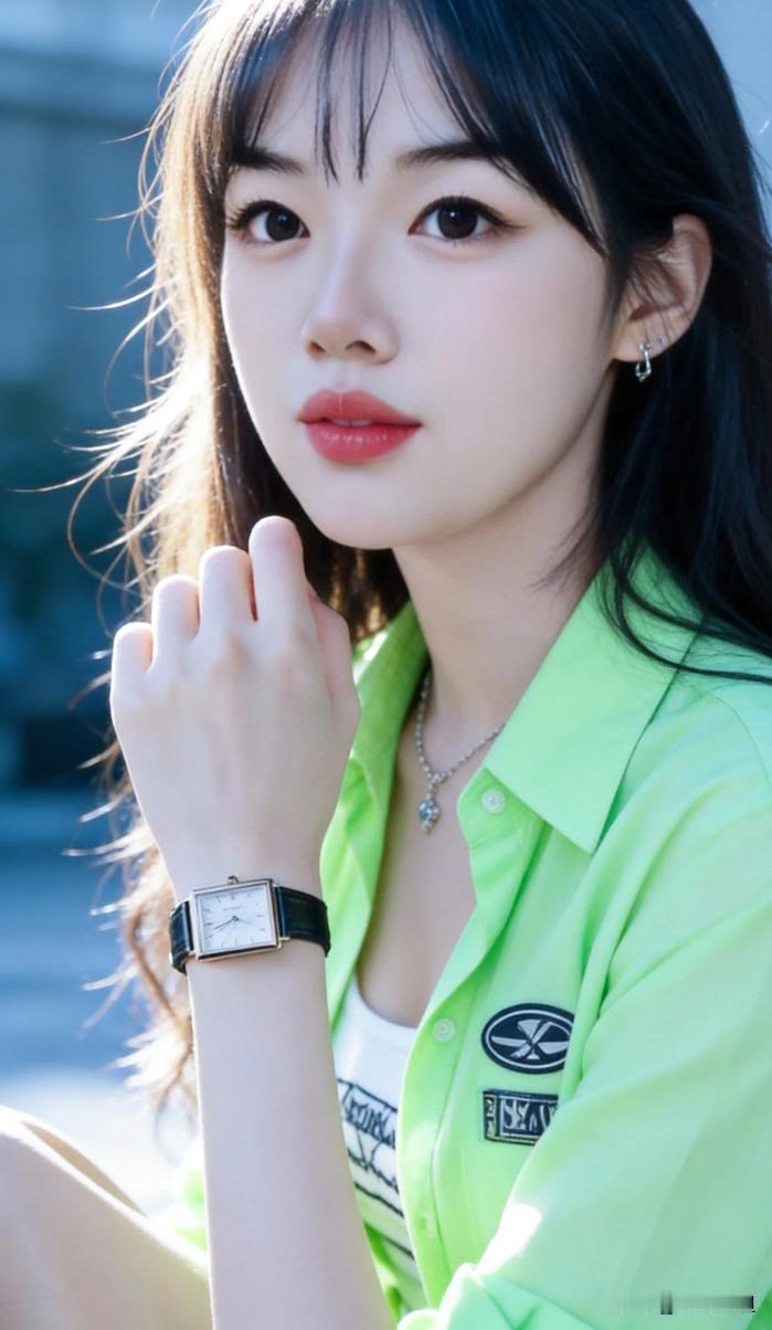 清新少女风，绿衣少女，时尚穿搭，元气满满！🌞💚👗