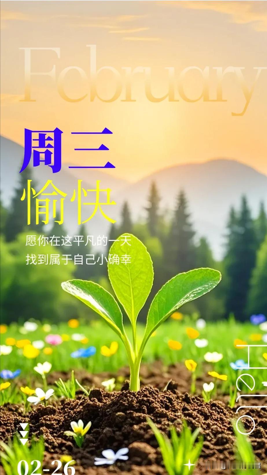 2月26日，今日早安祝福：所谓幸福，不过是烟火缭绕处，家人皆安康。

周三你好，