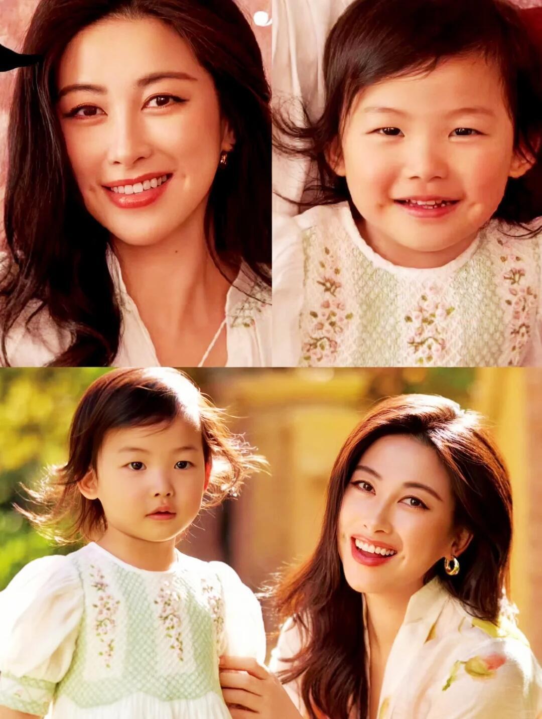 朱珠女儿没有继承妈妈的美貌，但是继承了妈妈的梨涡 