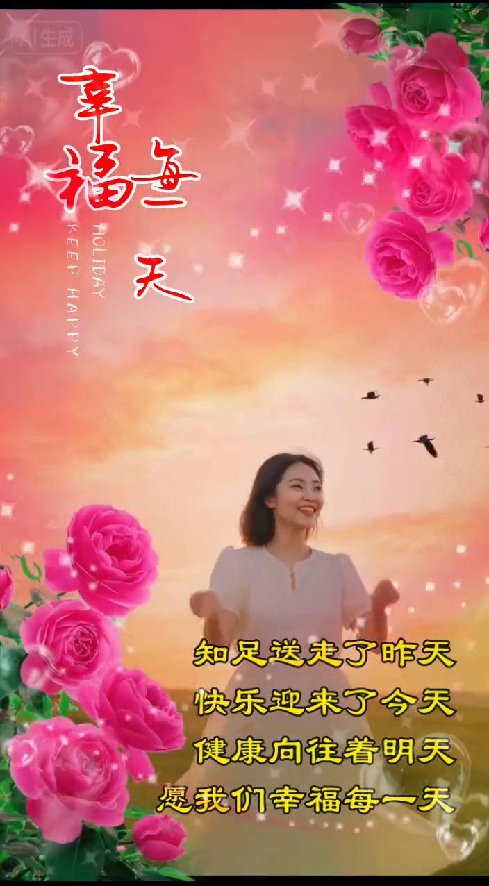 每天。
爱这灿烂的天空，知足送走了昨天，快乐迎来了今天，健康向往着明天，愿我们幸