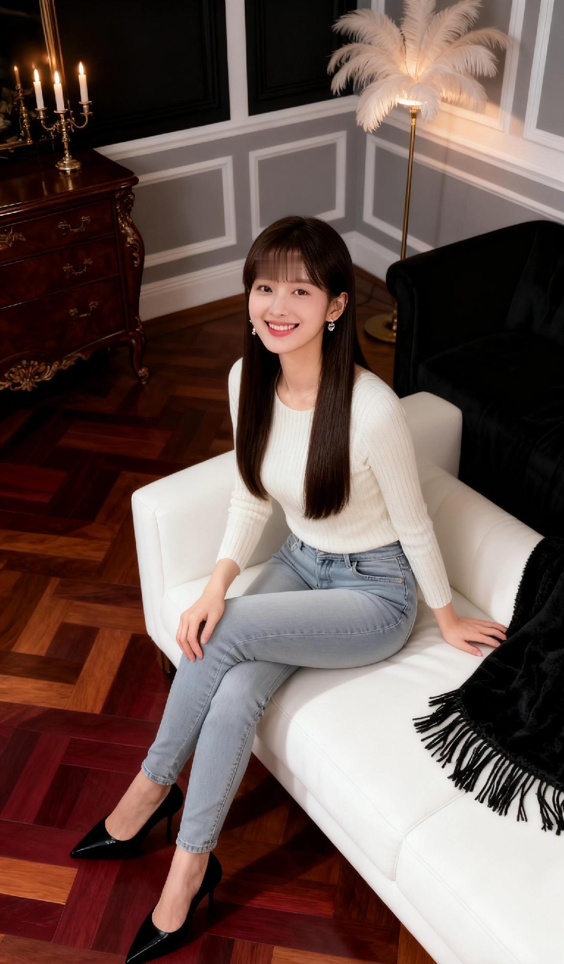 优雅客厅里的甜美少女，微笑如阳光般温暖。你认为人幸福不幸福取决于什么