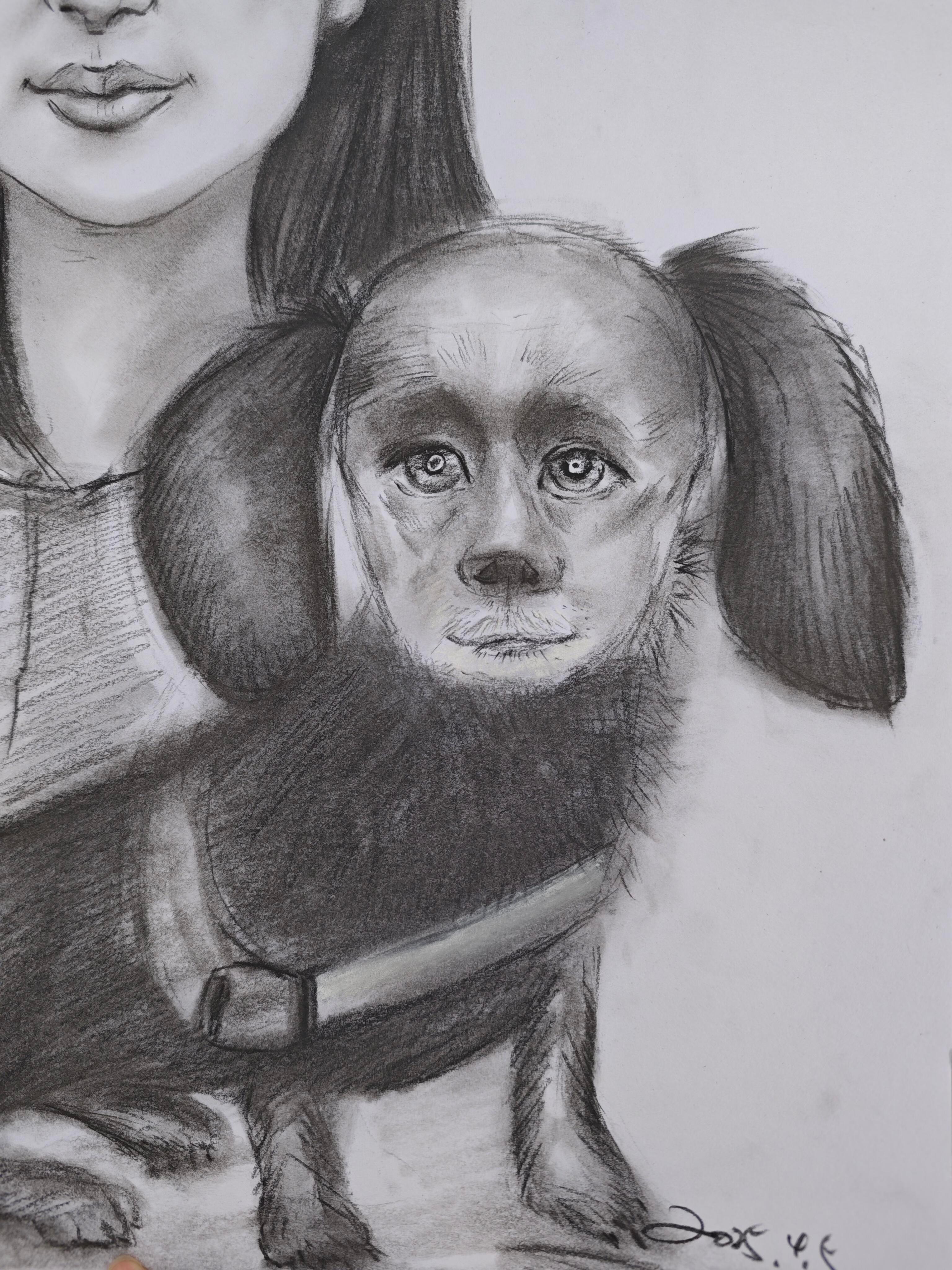 第一次见人模人样的安安花了130，给狗狗画了幅画，笑得肚子疼，老板这是把我的狗当