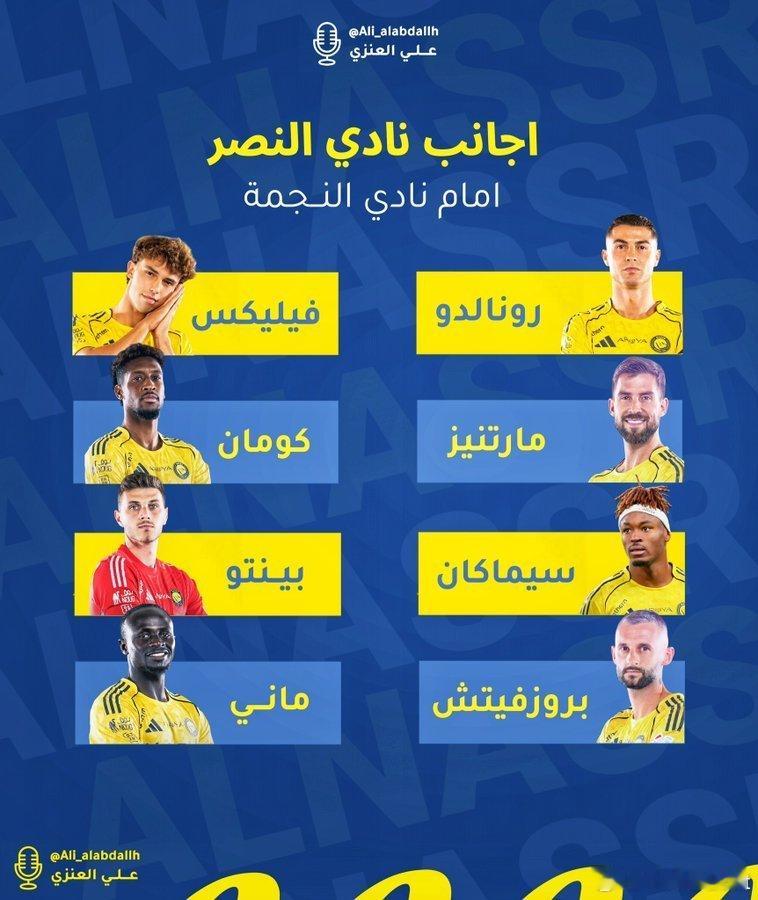 C罗 今晚出席外援和缺席球员纳杰马体育vs利雅得胜利