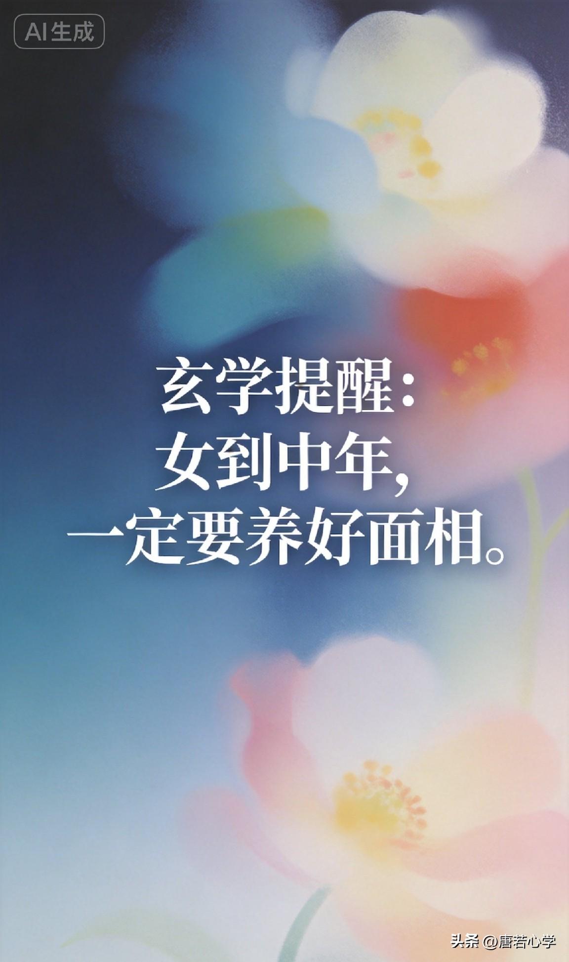 玄学提醒： 女到中年，一定要养好面相。

一个女人的面相，就是她所有关系质量的综