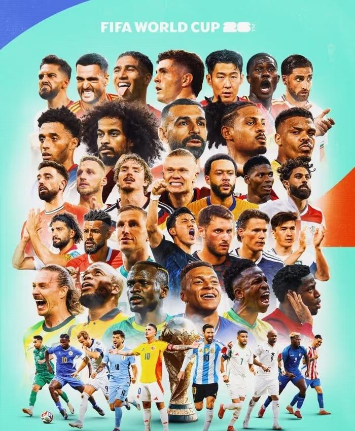 离大谱，世界杯官方海报竟然没有C罗。
近日，世界杯官方推出海报，海报上是42支已