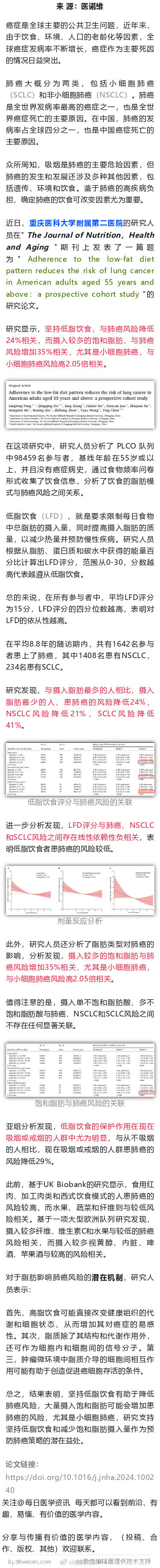 #健康饮食提醒# 脂肪摄入过多，肺癌风险飙升！重庆医科大学的研究发现，摄入过多的