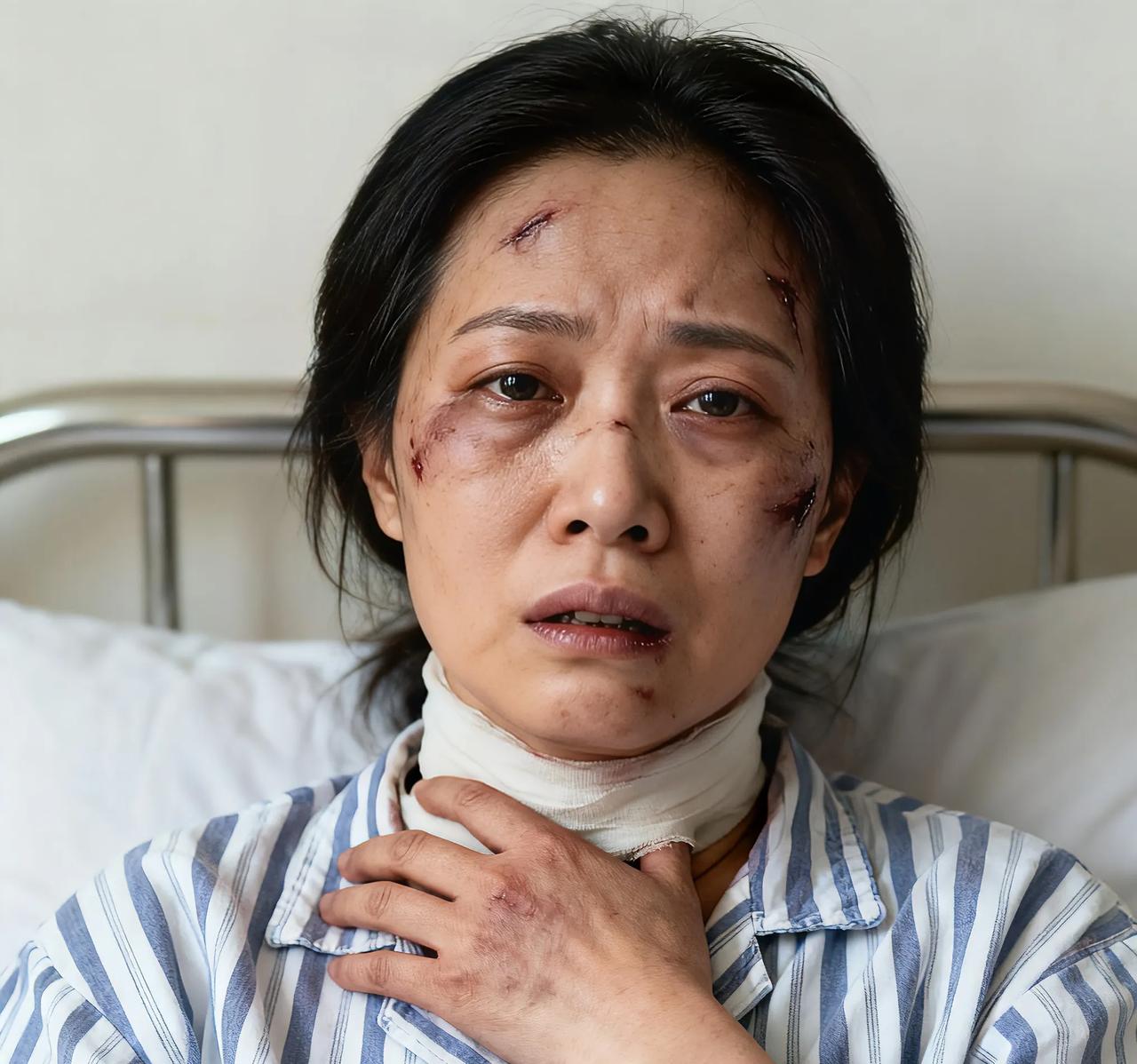 39岁女子遭家暴掐脖致残，满头白发藏着多少痛？
 
“家暴从不是家务事，是藏在婚