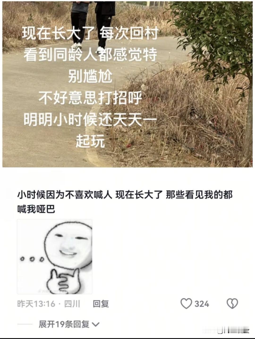 近乡情更怯，不敢问来人。翻译过来就是脸小，怕丢人，就算是曾经熟悉的人和玩伴也没什