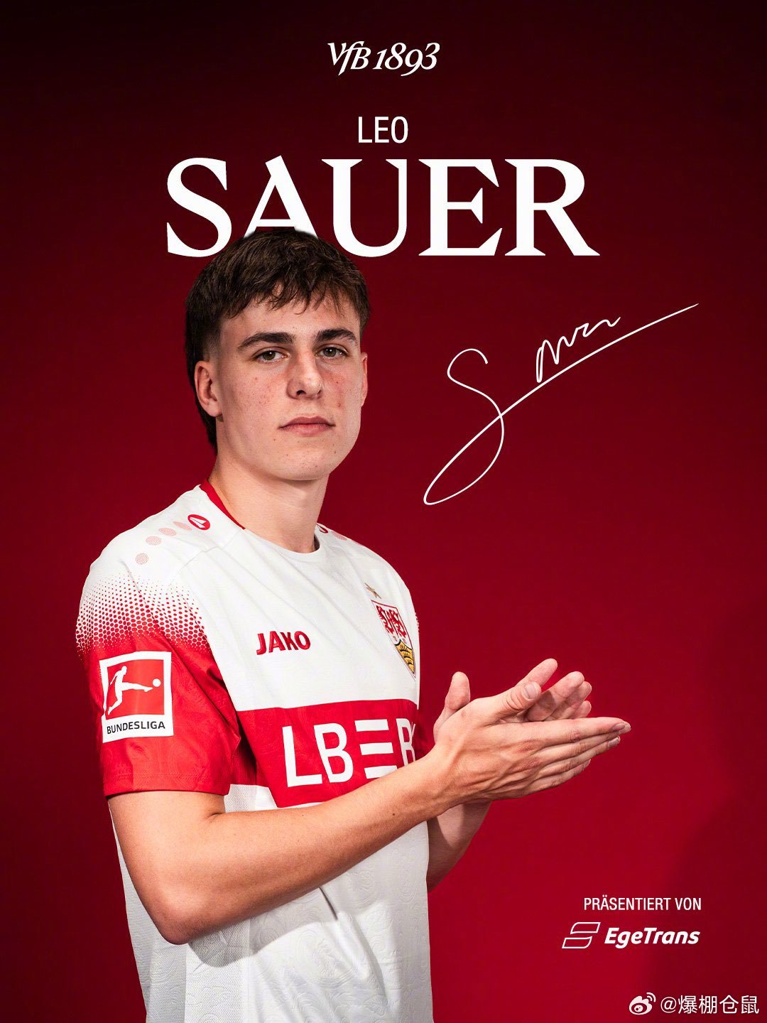 【官方】斯图加特签下20岁的费耶诺德边锋绍尔（Leo Sauer），据悉转会费总