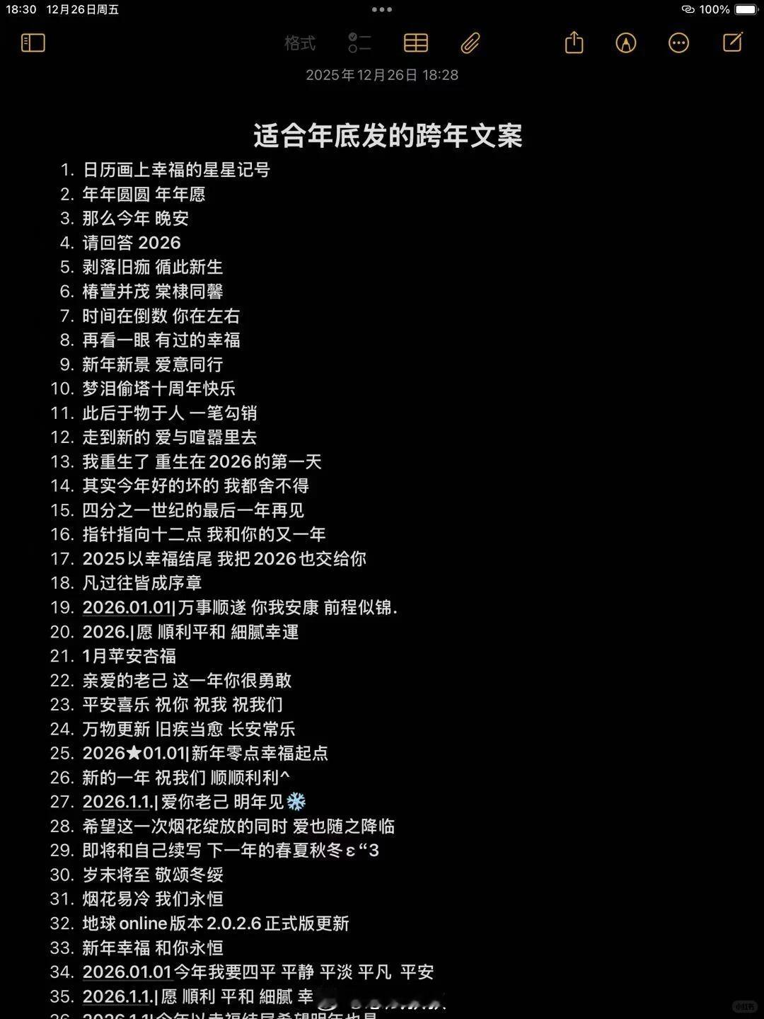 跨年文案太好了，这么多现成的跨年文案。特别适合我这种懒人。不过我想弱弱问一句，爱