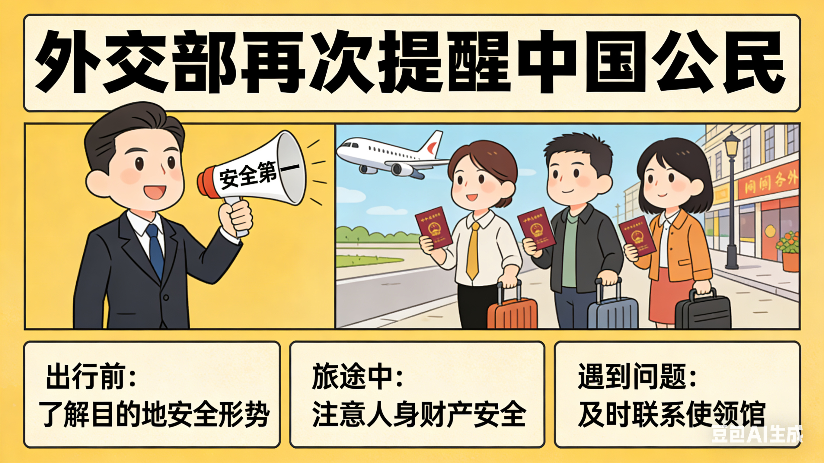 外交部再次提醒中国公民 那大家最近就不要再前往相关地区啦，一切以安全为重。大家都
