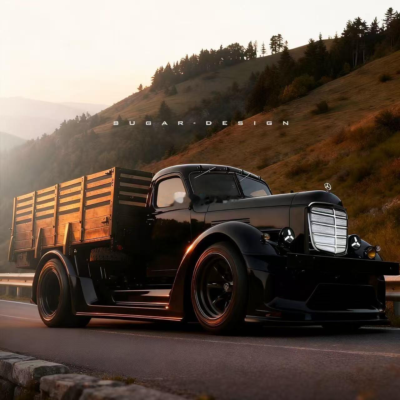 奔驰卡车P图版~~~真要是投产这么个复古范卡车会有人买单吗？？？