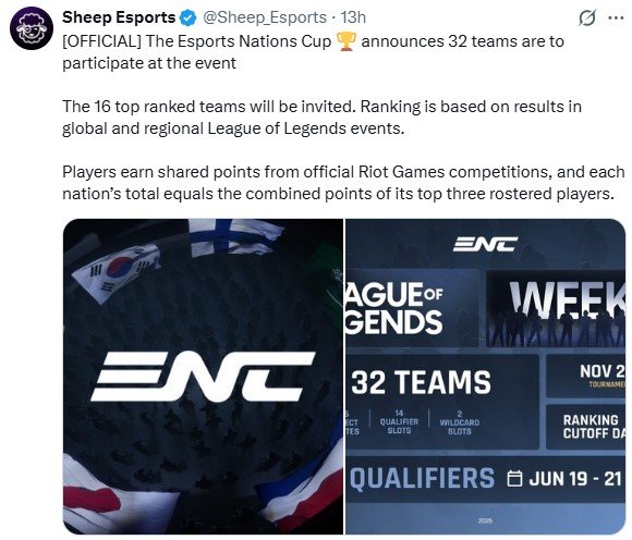 ENC官方今日官宣参赛队伍信息，官方表示共有32支队伍将参加2026ENC的《英