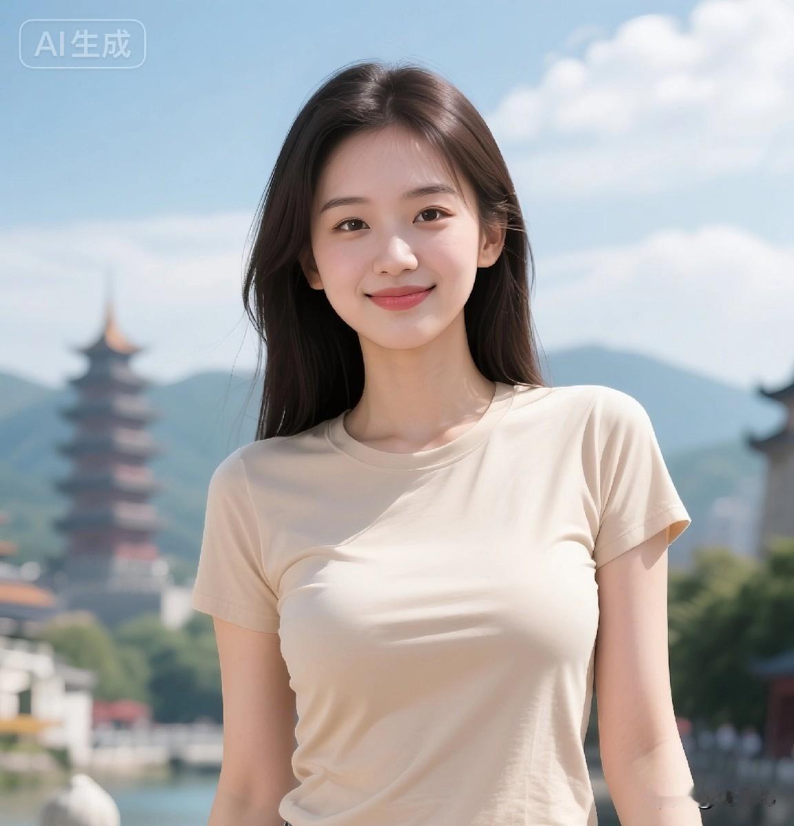 她的笑容比阳光还暖，风从耳边吹过，带着流水的温柔气息。柔光里的温柔感