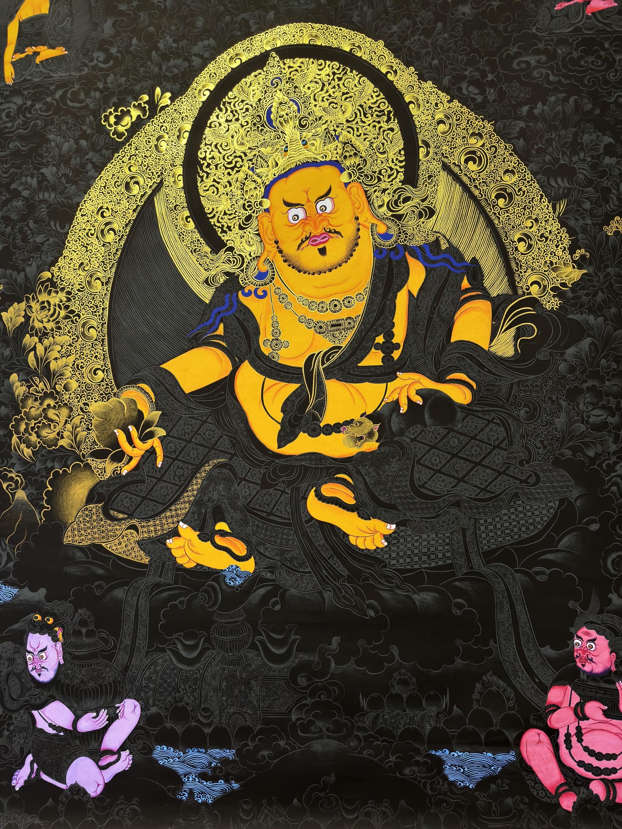 唐卡文化 黄财神 描金 画稿 财源滚滚进家门