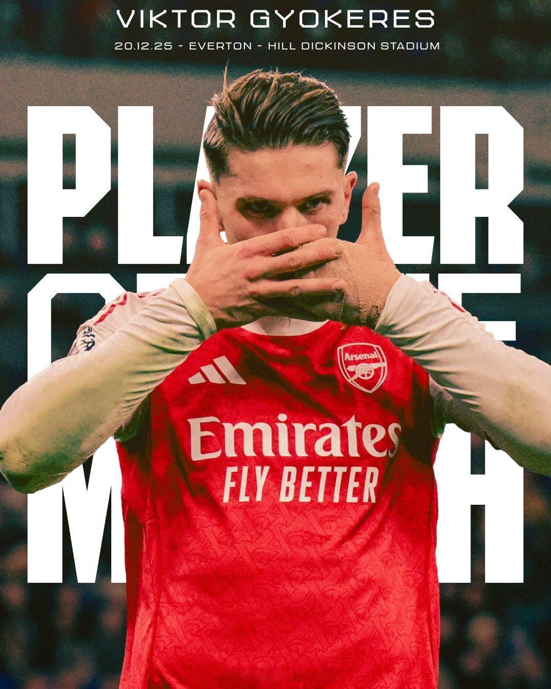 阿森纳官推：约克雷斯被评为埃弗顿vs阿森纳 的最佳球员🏆英超联赛 阿森纳