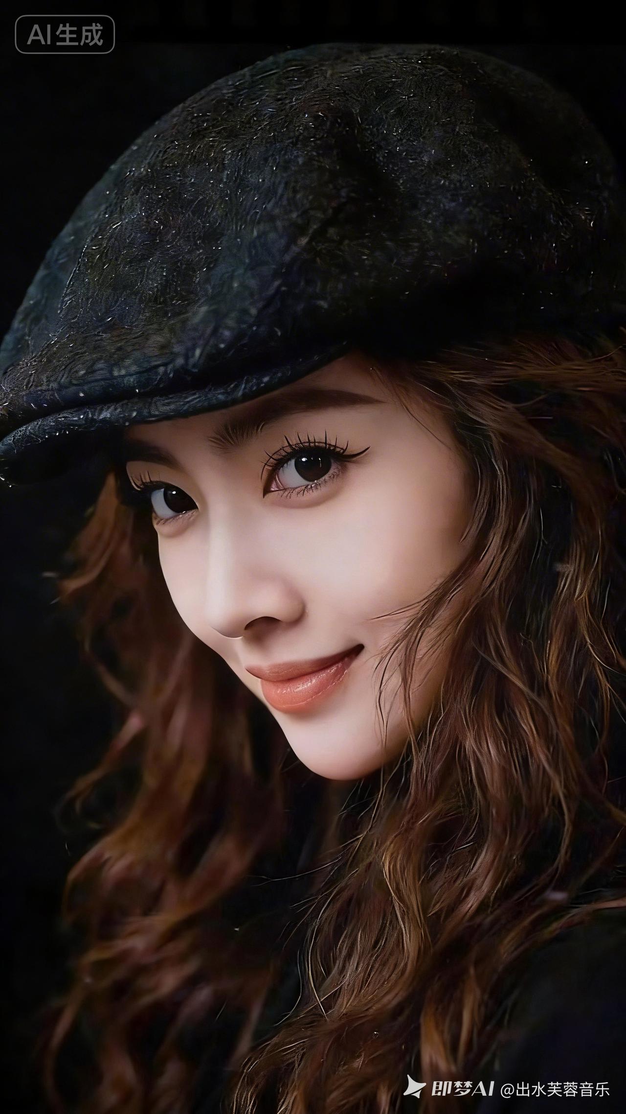 复古风帽子，温柔微笑，优雅迷人！