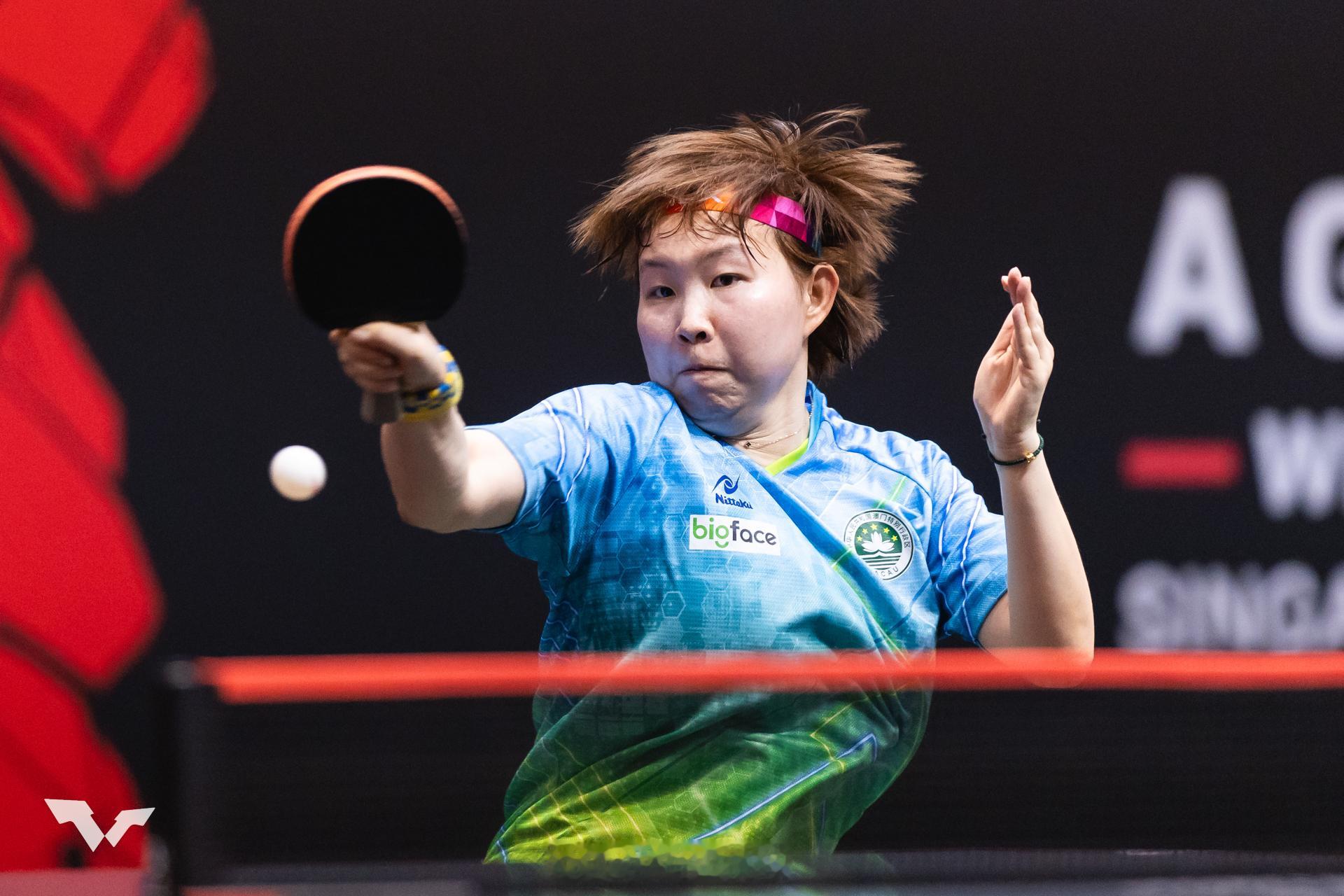 WTT新加坡大满贯2025  女单第二轮里， 中国澳门的朱雨玲以3比0（11-8