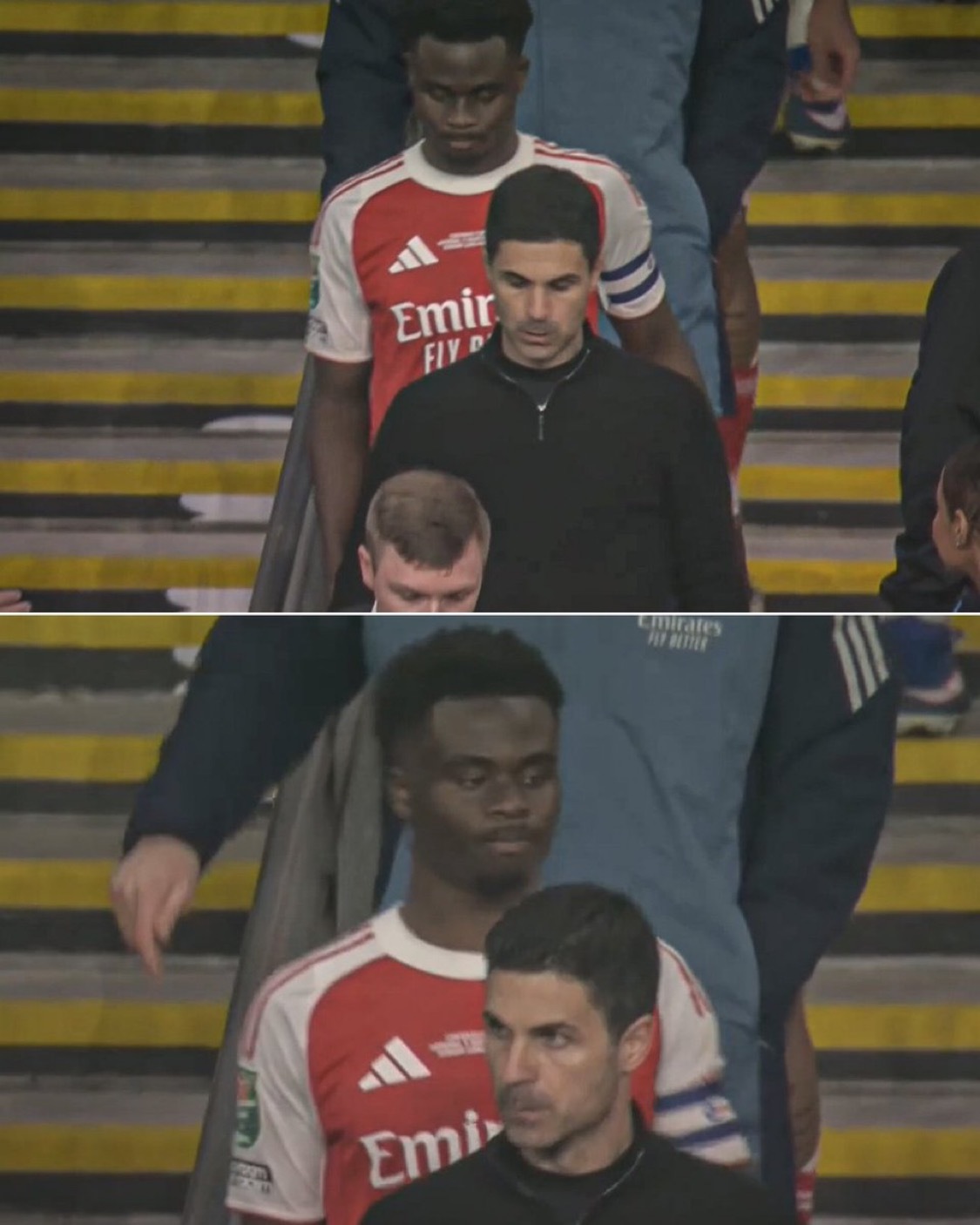 Mikel Arteta和Bukayo Saka在卡拉宝杯决赛后自1993年赢得