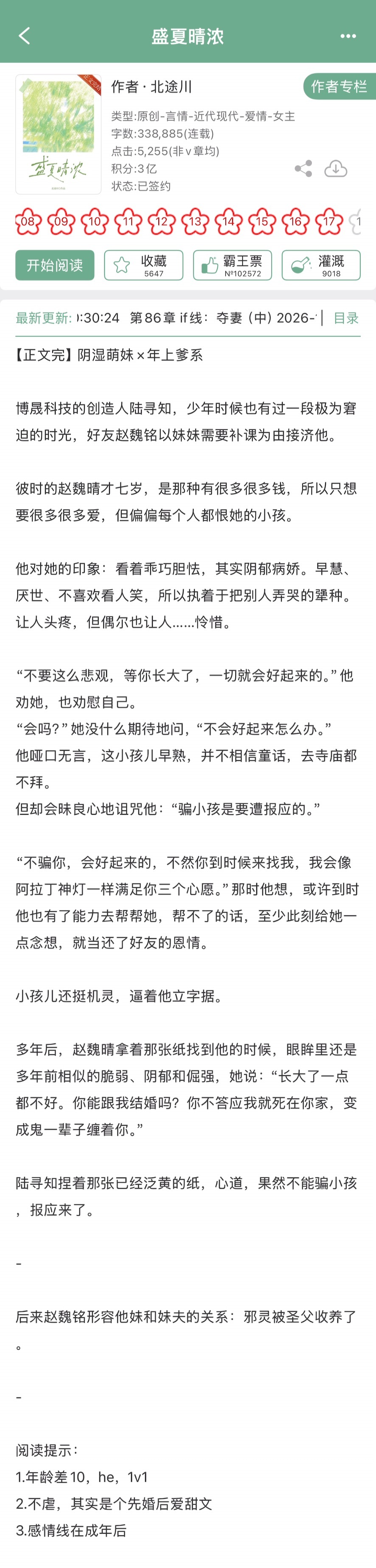 北途川的《盛夏晴浓》完结啦！现言➕ ➕10岁年龄差，阴湿萌妹x年上爹系[开学季]