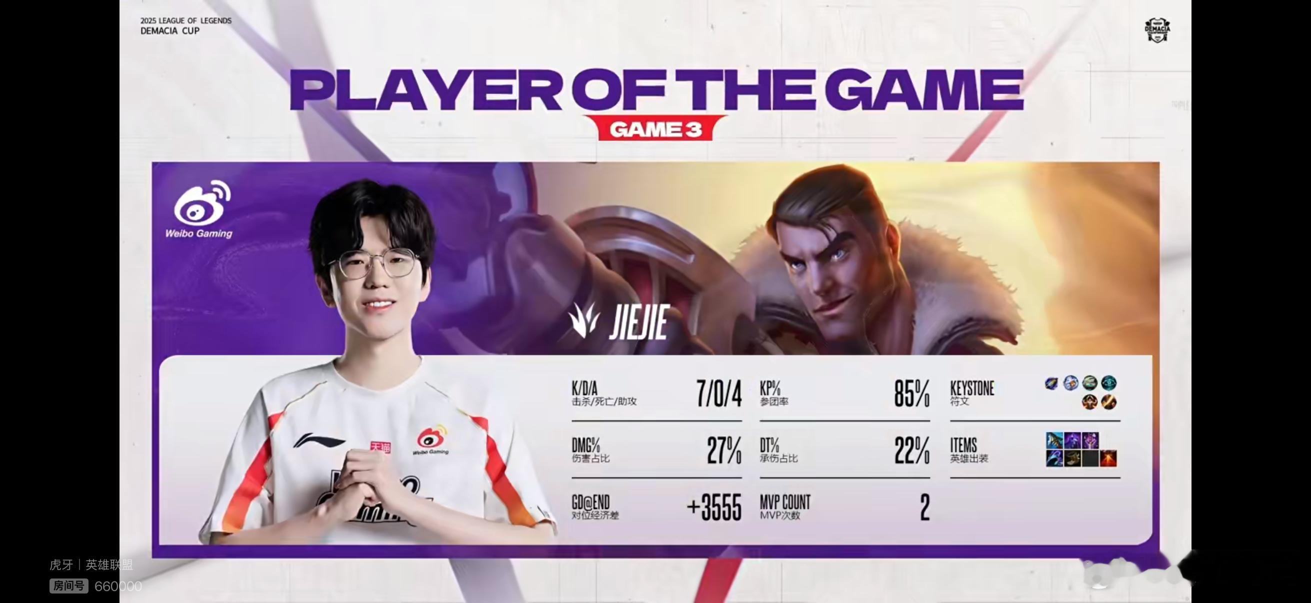 【2025德玛西亚杯 第二阶段】WBG 2:1 JDG本局MVP给到Jiejie