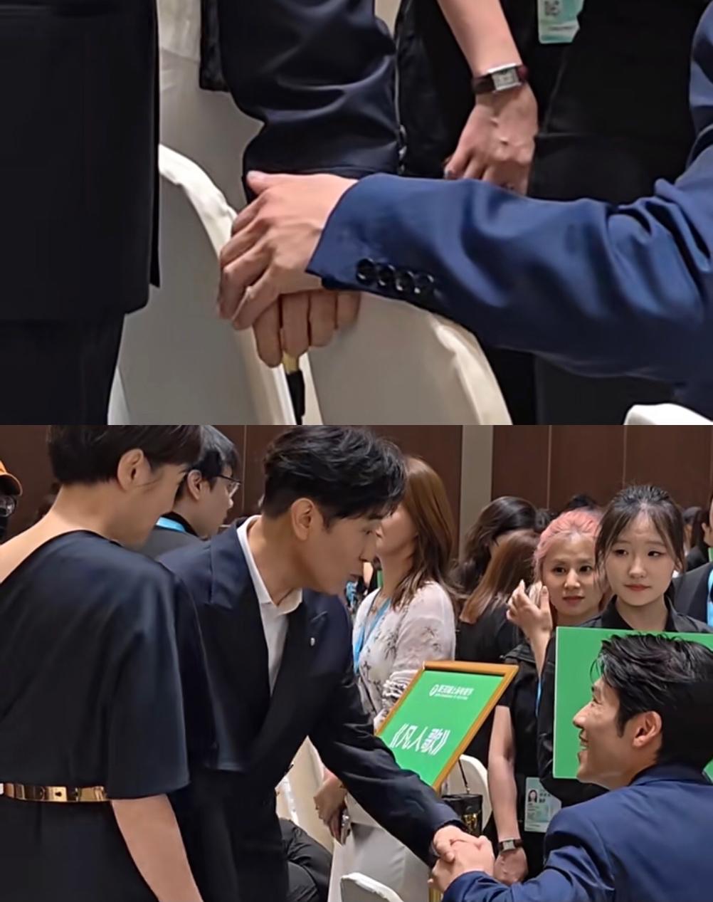 你俩干嘛呢？
两个男人这打招呼的方式对吗？
王骁真的挺有意思的，
他看着于和伟在