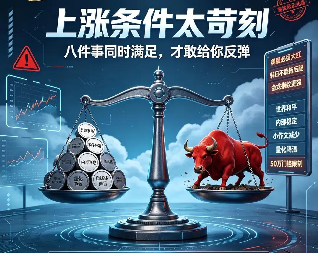 中国股民太难了
中国股市上涨条件太苛刻了