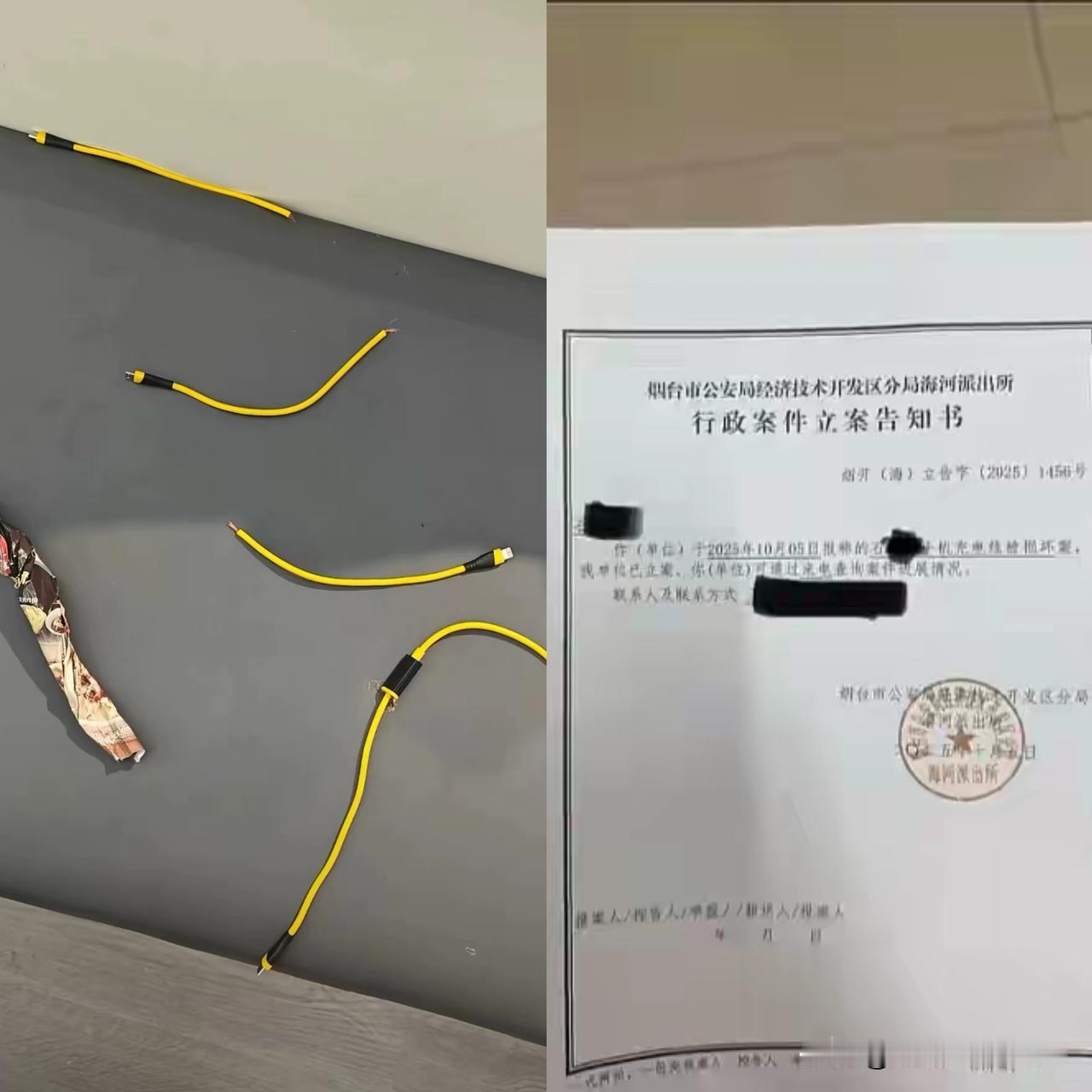 国庆长假第三天下午，某商场手机店内，黑衣男子在充电区突然转身，双手发力扯断数据线