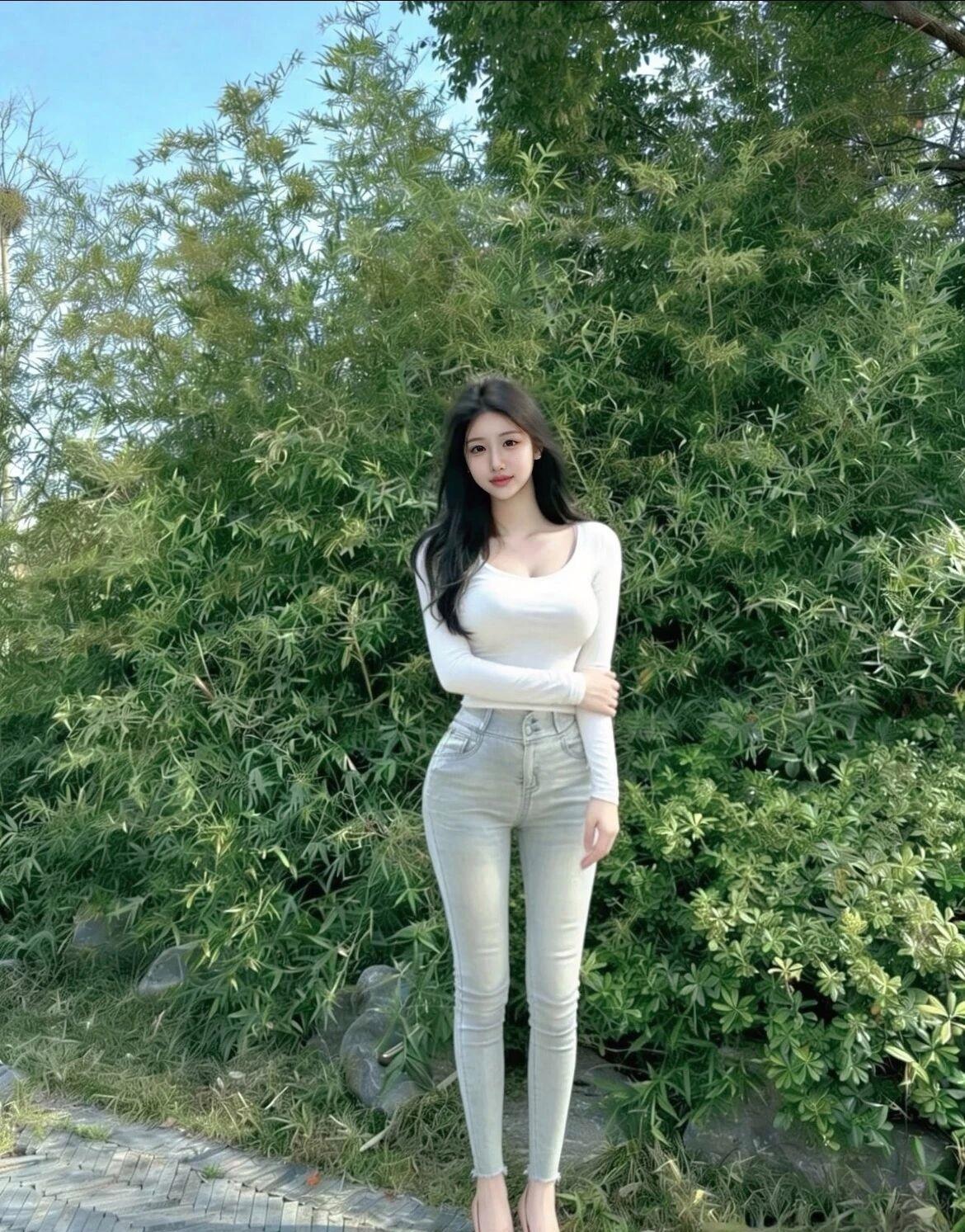 清新自然，绿意盎然，少女与自然的完美融合。