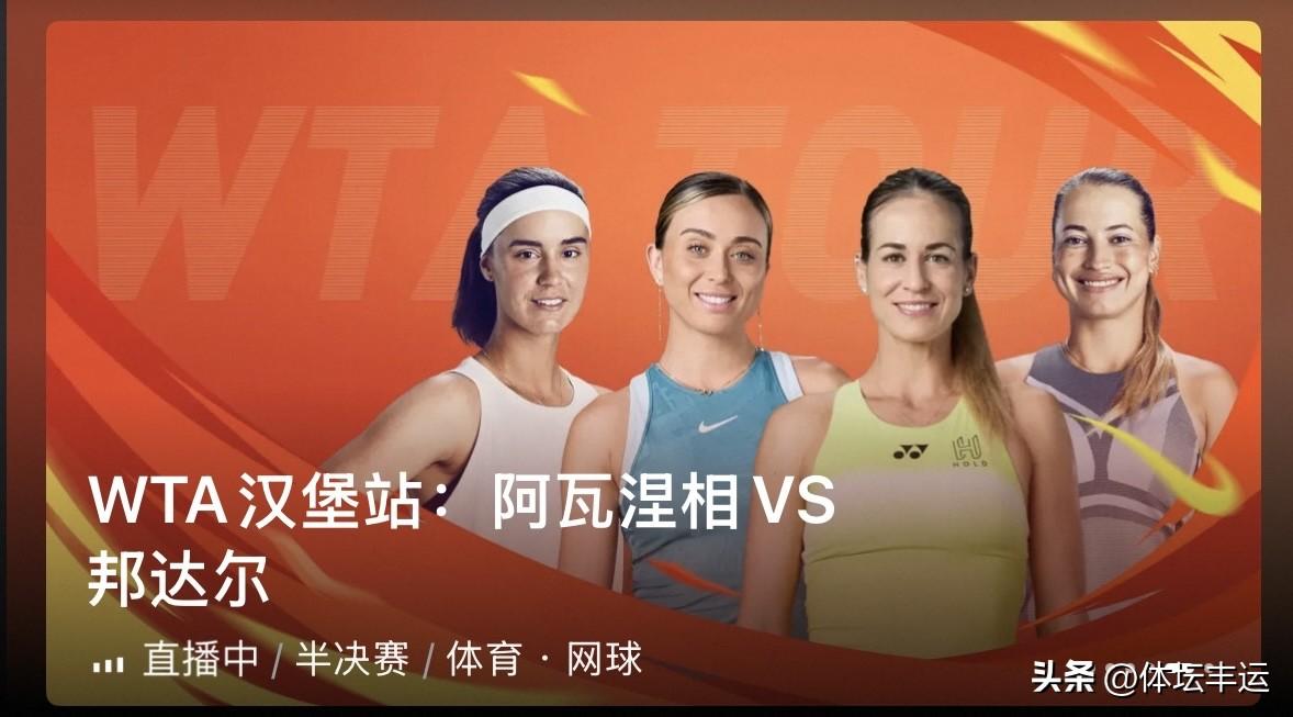 WTA250汉堡站女单半决赛第一场比赛，资格赛选手亚美尼亚籍俄裔阿瓦涅相6(3)