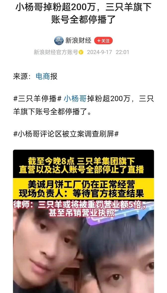 疯狂小杨哥直播翻车，销售额一夜归零，消费者这回扳回一局，小杨哥被调查，误导嫌疑重